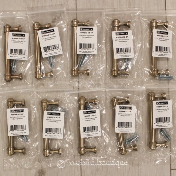 10 Liberty Charmaine 3-3/4 inch (96 mm) Center-to-Center Champagne Bronze Pulls - Picture 1 of 5